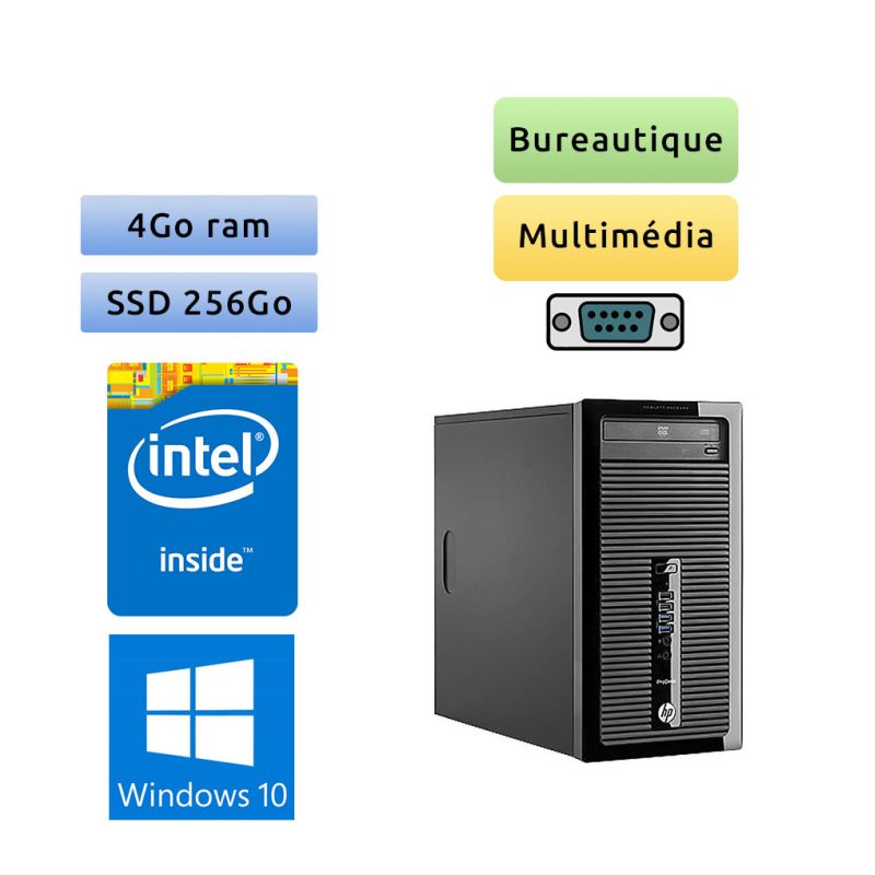 HP ProDesk 400 G2 MT - Windows 10 - G3250 4Go 256Go SSD - Ordinateur Tour Bureautique PC HP ProDesk 400 G2 MT - Windows 10 - G3250 4Go 256Go SSD - Ordinateur Tour Bureautique PC