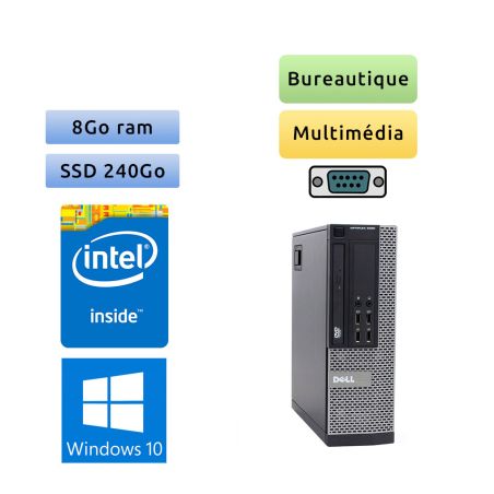 Dell Optiplex 9020 SFF - Windows 10 - G3240 8Go 240Go SSD - Port Serie - Ordinateur Tour Bureautique PC