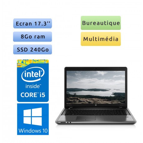 HP ProBook 4740s - Windows 10 - i5 8Go 240Go SSD - 17.3 - Webcam - Ordinateur Portable PC