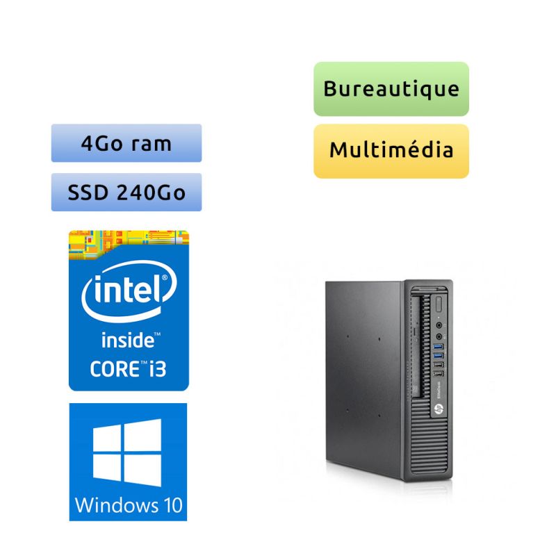 HP EliteDesk 800 G1 USDT - Windows 10 - i3 4Go 240Go SSD - PC Tour Bureautique Ordinateur HP EliteDesk 800 G1 USDT - Windows 10 - i3 4Go 240Go SSD - PC Tour Bureautique Ordinateur