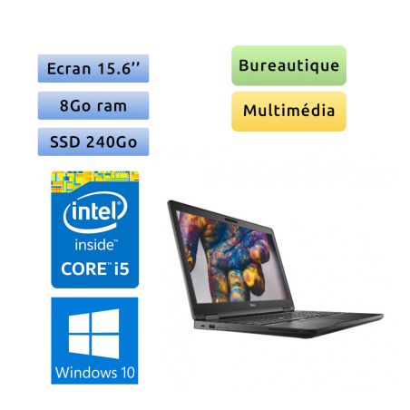 Dell Latitude 5590 - Windows 10 - i5 8Go 240Go SSD - 15.6 - Webcam - Ordinateur Portable PC