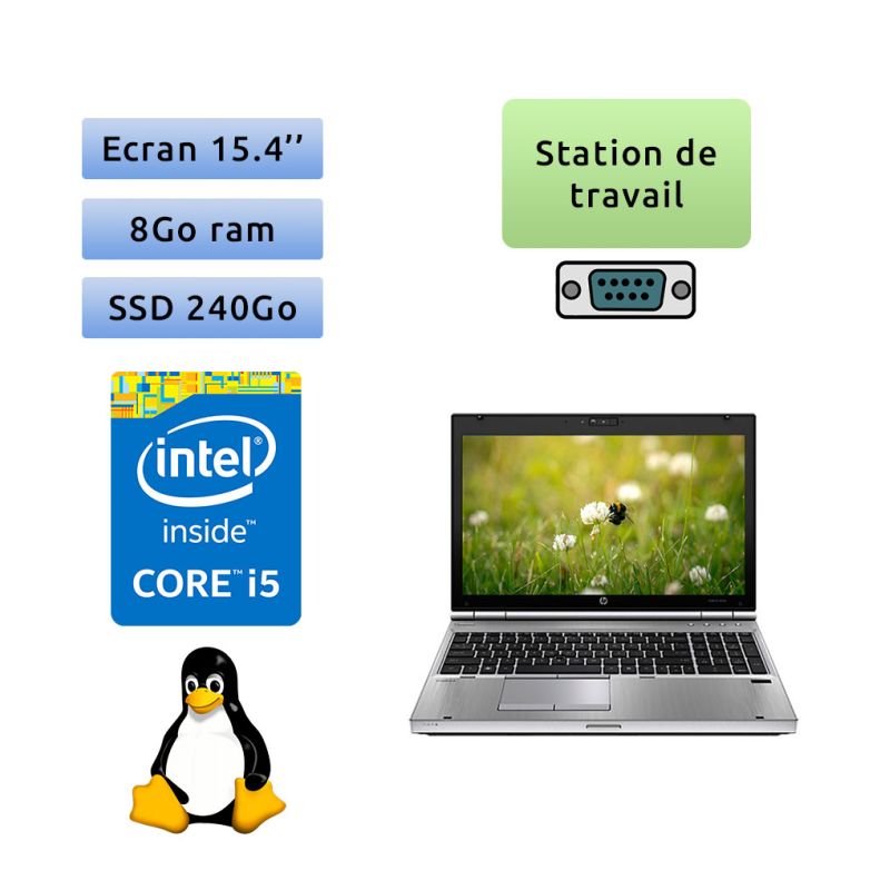 HP EliteBook 8560p - Linux - i5 8Go 240Go SSD - Port Serie - 15.4 - Webcam - Station de Travail Mobile PC Ordinateur HP EliteBook 8560p - Linux - i5 8Go 240Go SSD - Port Serie - 15.4 - Webcam - Station de Travail Mobile PC Ordinateur