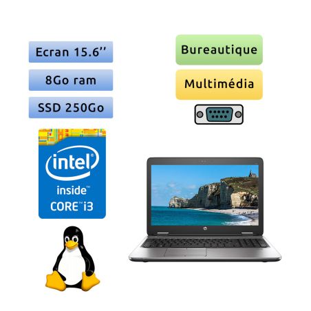 HP ProBook 650 G2 - Linux - i3 8Go 250Go SSD - 15.6 - Webcam - Ordinateur Portable PC - bureautique