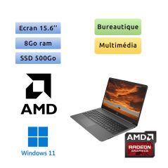 HP Laptop 15s-eq1127nf - Ryzen 5 8Go 500Go SSD - 15.6 - Webcam - Ordinateur PC Portable