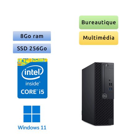 Dell Optiplex 3070 SFF - Windows 11 - i5 8Go 256Go SSD - Ordinateur Tour Bureautique PC