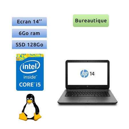 HP 14-r204nf - Linux - i5 6Go 128Go SSD - 14 - Webcam - Ordinateur Portable PC