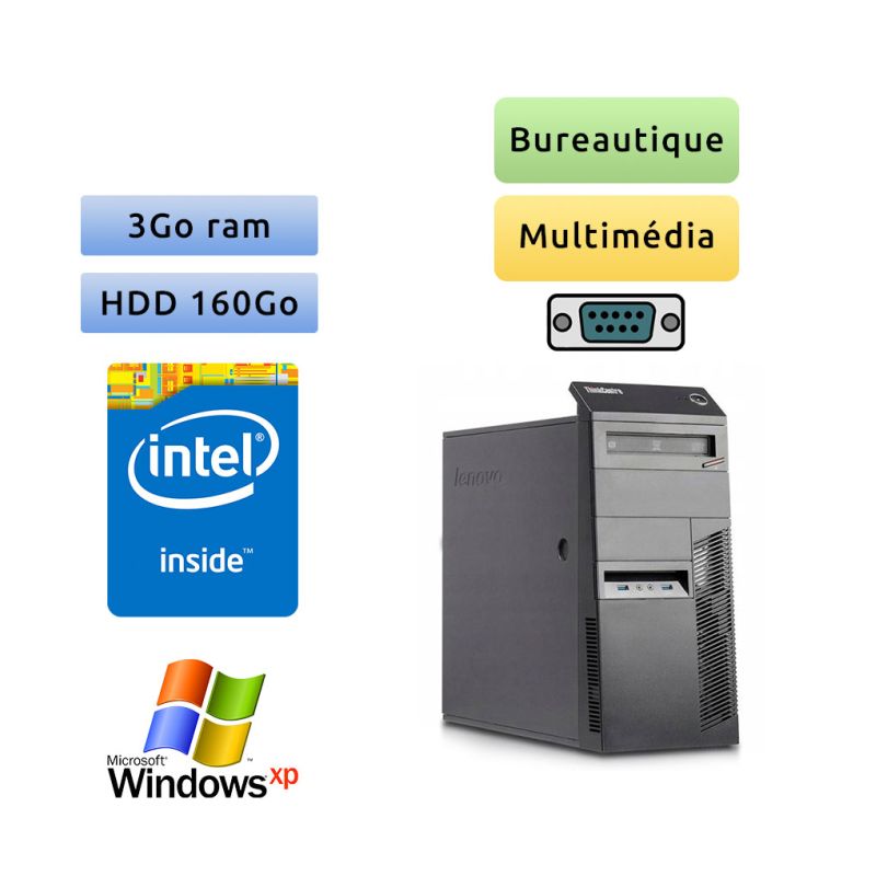 Lenovo ThinkCentre A58 - Windows XP - DC 3Go 160Go - Port Série - Ordinateur Tour Bureautique PC