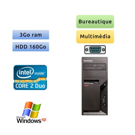 Lenovo ThinkCentre M58P - Windows XP - C2D 3Go 160Go - Port Série - Ordinateur Tour Bureautique PC