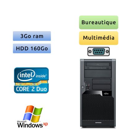 Fujitsu ESPRIMO P7936 - Windows XP - C2D 3Go 160Go - port série - Ordinateur Bureautique Tour UC Occasion