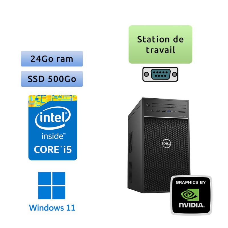 Dell Precision 3630 - Windows 11 - i5-8600 24Go 500Go SSD - Port Serie - Ordinateur Tour Workstation PC Dell Precision 3630 - Windows 11 - i5-8600 24Go 500Go SSD - Port Serie - Ordinateur Tour Workstation PC