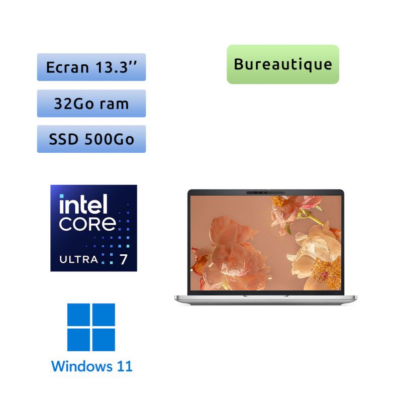 Dell Pro 13 Plus PB13250 - Windows 11 - Ultra 7 32Go 500Go SSD - 13.3 - Webcam - Pc Portable Neuf Dell Pro 13 Plus PB13250 - Windows 11 - Ultra 7 32Go 500Go SSD - 13.3 - Webcam - Pc Portable Neuf