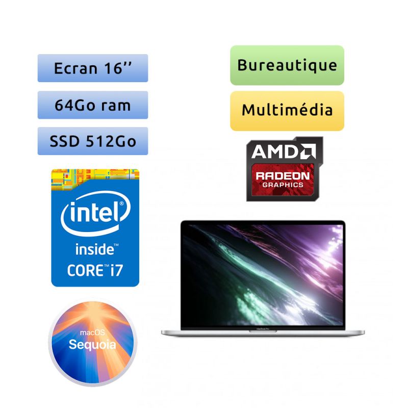 Apple MacBook Pro A2141 (EMC 3347) i7 64Go 512Go SSD - TouchBar - 16 - Grade B - Ordinateur Portable Apple MacBook Pro A2141 (EMC 3347) i7 64Go 512Go SSD - TouchBar - 16 - Grade B - Ordinateur Portable