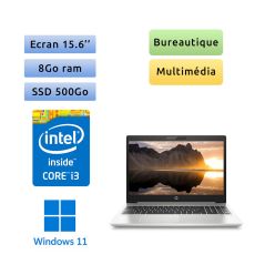 HP ProBook 450 G6 - Windows 11 - i3 8Go 500Go SSD - 15.6 - Webcam - Ordinateur Portable PC