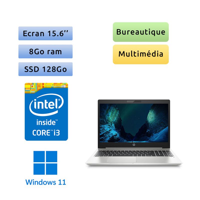 HP ProBook 450 G6 - Windows 11 - i3 8Go 128Go SSD - 15.6 - Webcam - Ordinateur Portable PC HP ProBook 450 G6 - Windows 11 - i3 8Go 128Go SSD - 15.6 - Webcam - Ordinateur Portable PC