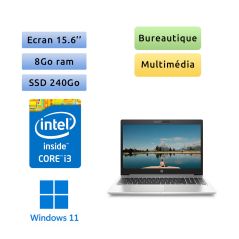 HP ProBook 450 G6 - Windows 11 - i3 8Go 240Go SSD - 15.6 - Webcam - Ordinateur Portable PC